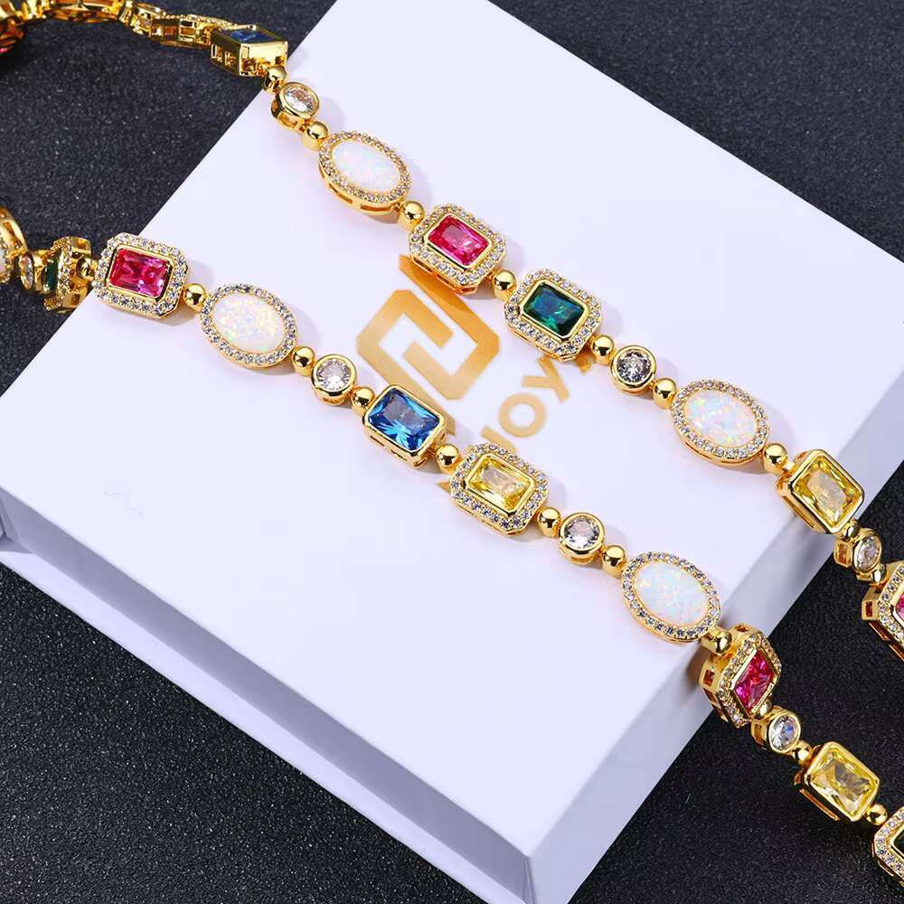European and American Moissanite Colored Gemstone Ladies S925 Silver Jewelry Upscale Necklace