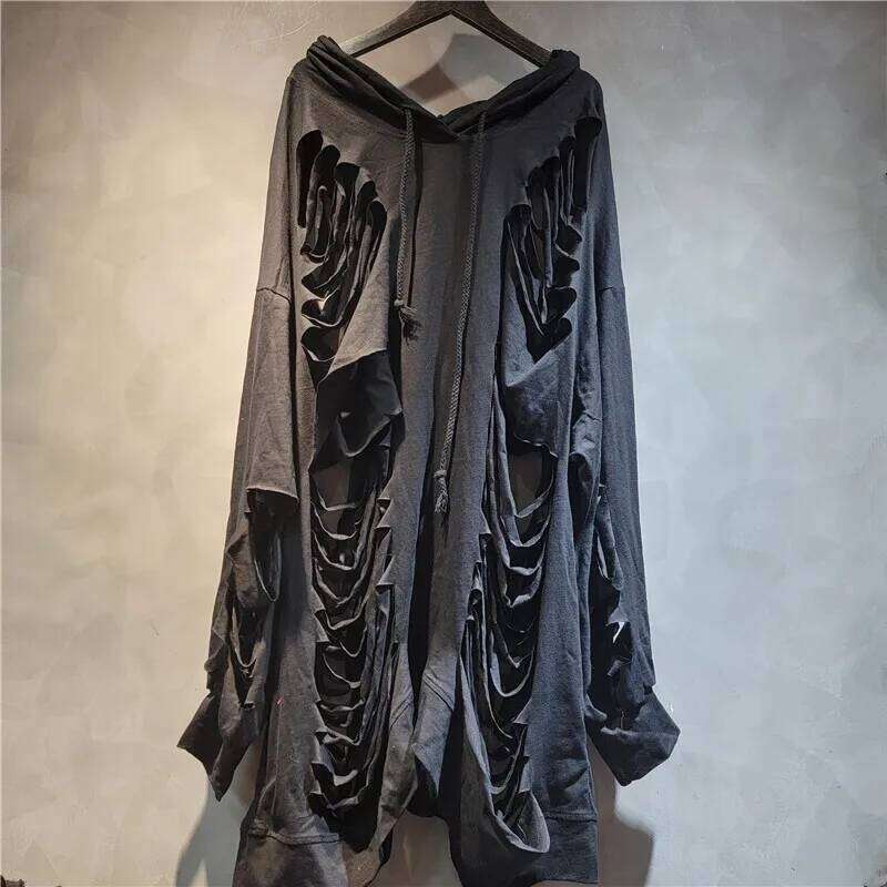 Fashion Women's Solid Color Hollow Out Design Loose Hooded Sweater Summer Trendy Long Sleeves Tops Female
