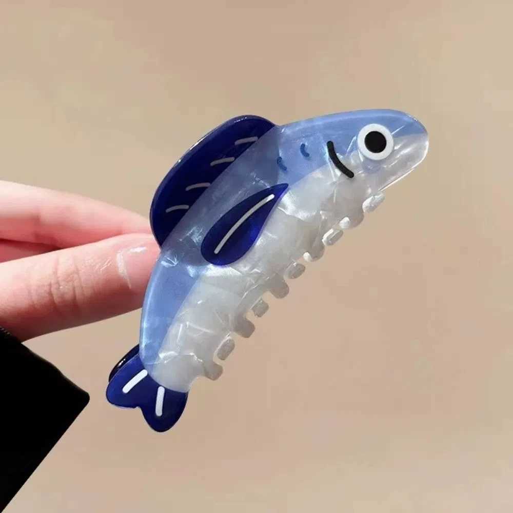 Cute Sardines Hair Claw Clip Cartoon Non Slip Hairpin Lightweight Acetate Hair Barrettes Women Z250707