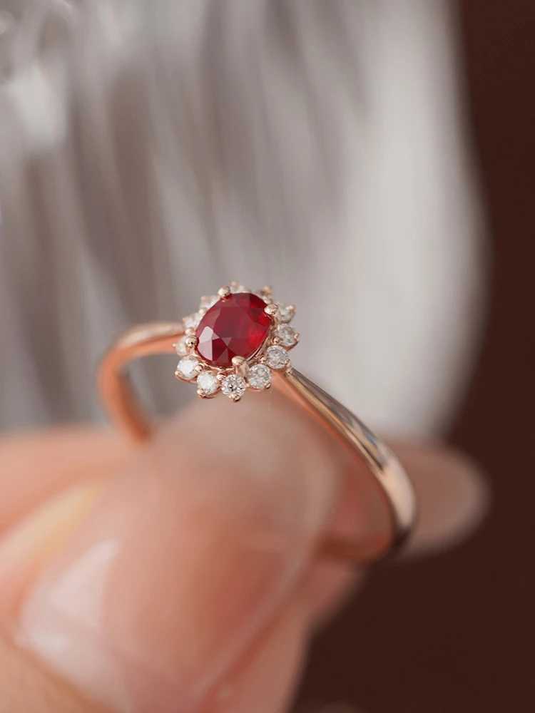 Rose Gold S925 Sterling Silver Womens Ring Red Zirconia Sunflower Gorgeous Vintage Womens Jewelry for Daily Wear Holiday and Party Gifts XJ250707