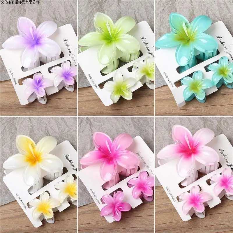 3Pcs/Set Hawaiian Gradient Hair Clips Flower Hair Claws Women Small Size Fashion Hair Accessories Hairpin Crab Barrette Y250707