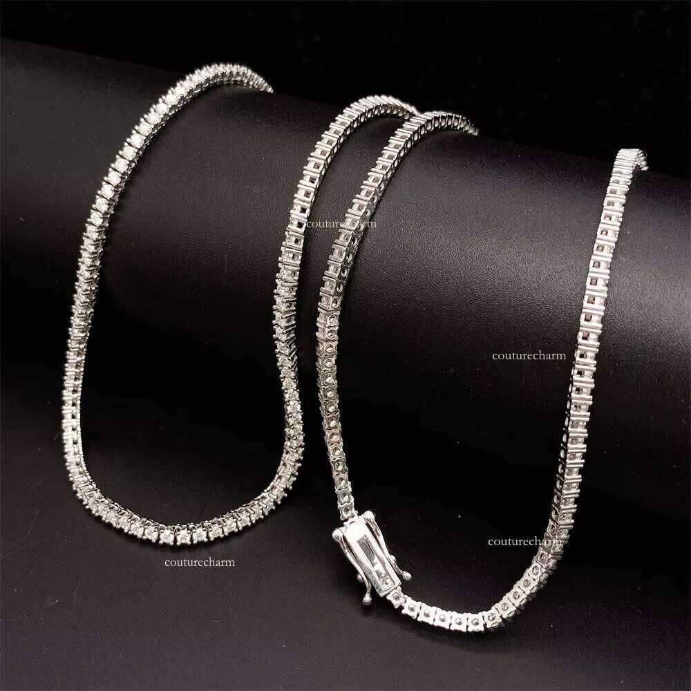 2mm Sier Iced Out for Women Men Jewelry Pass Tester Moissanite Tennis Chain Necklaces
