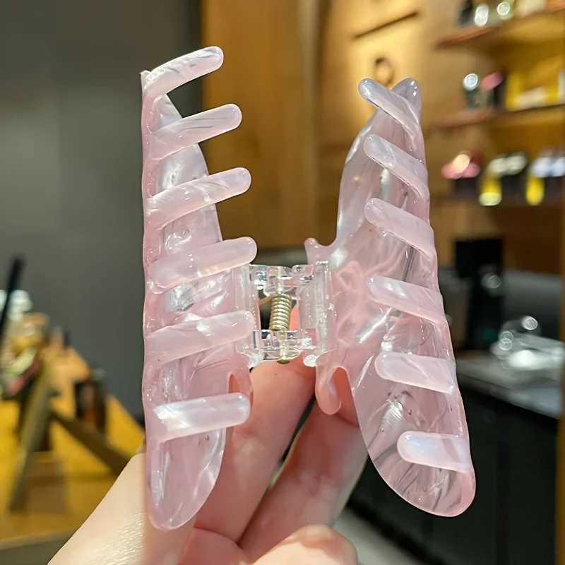 Elegant Acrylic Hair Claw Clip with Rhinestone Embellishments Pink Bow Design Anti-Slip Grip Fashionable Daily Wear Accessory Y250707