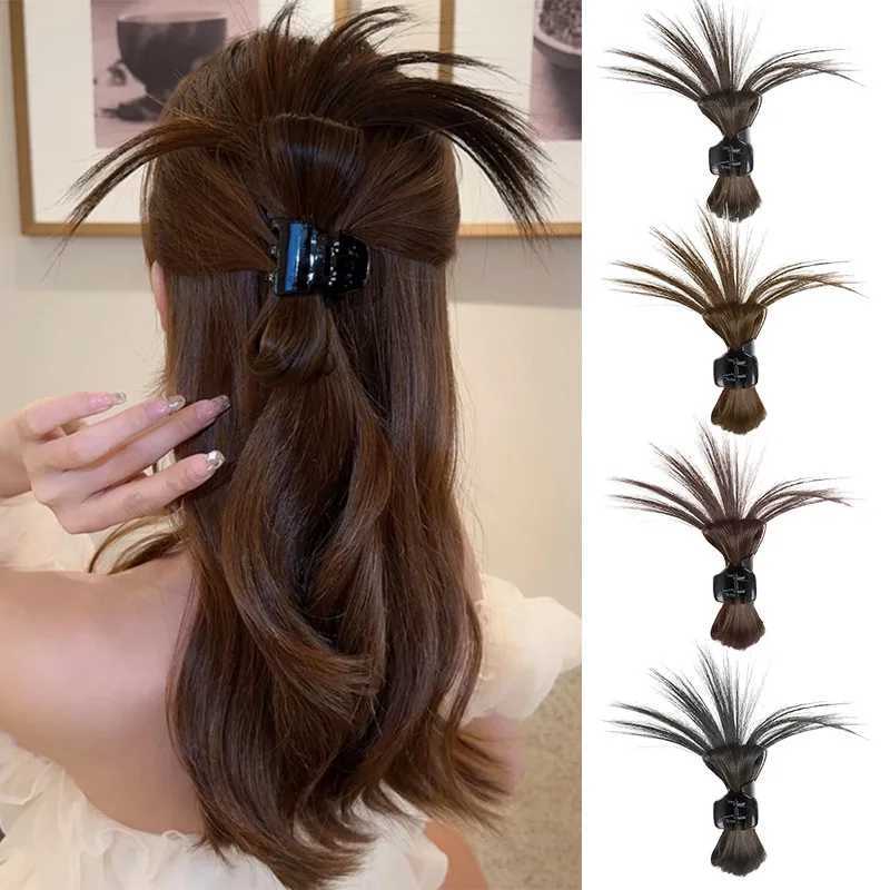 Women Half-tie Hair Claw Feather Shuttlecock Head Lazy Meatball Head Crab Clip Wig Catch Clip High Ponytail Hair Accessories Z250707