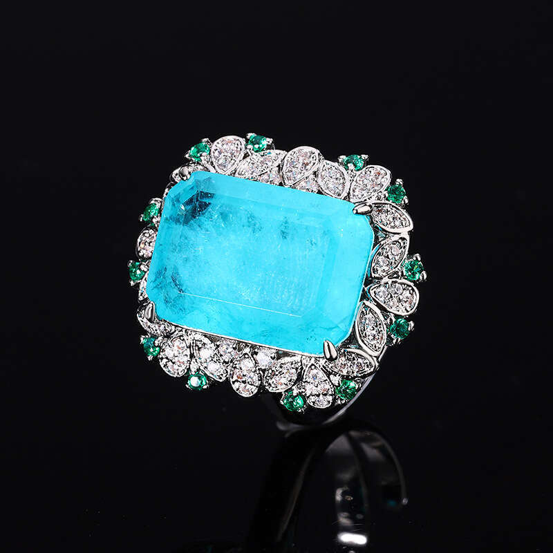Huayoumei 2024 New Emerald Paraiba Square Ring Pendant Simple Women's Style 7E7