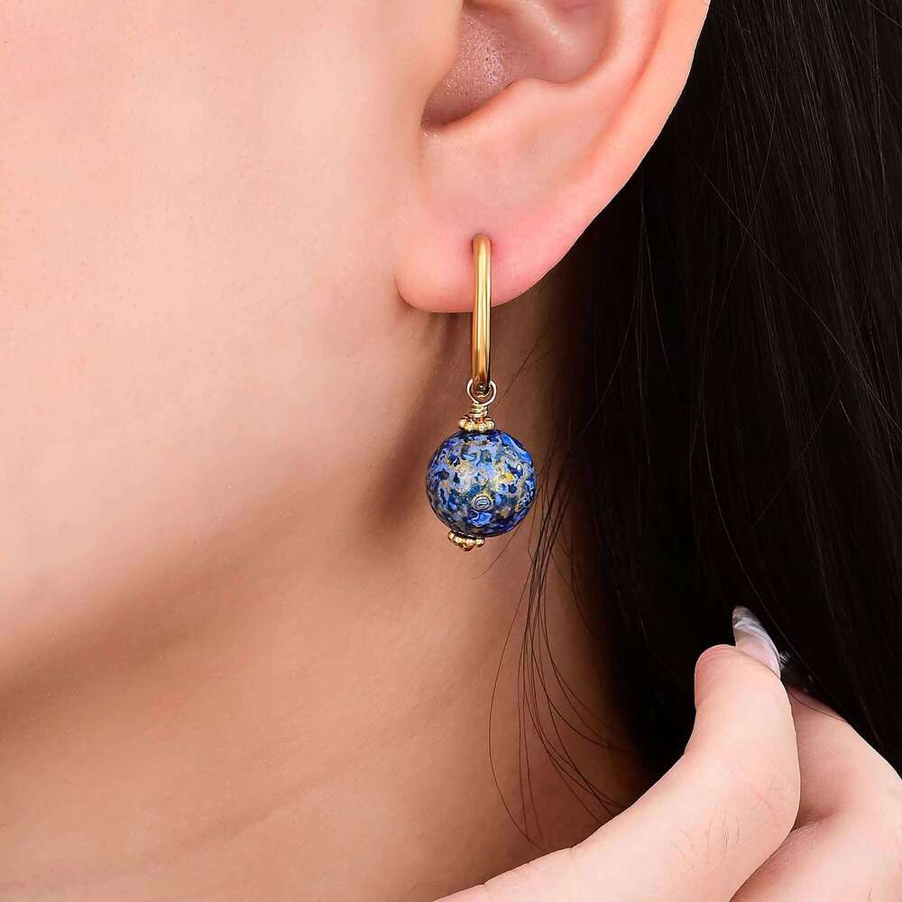 New Lacquered Earrings Handmade Stainless Steel Painted Wooden Bead Jewelry for Women