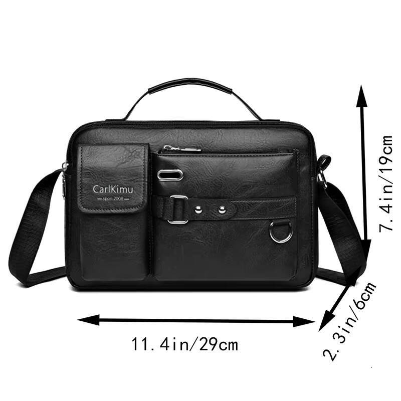 PU Handbag Mens Casual Business Large Capacity Shoulder Crossbody Bag ddmynov