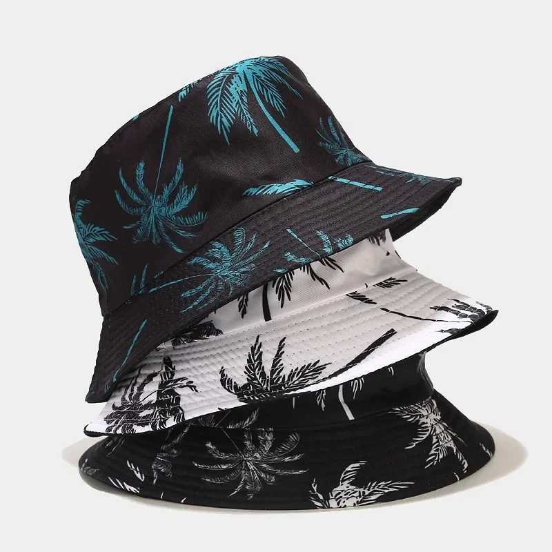 Spring/Summer Sun-Protect Hat Bob Mens Fashion Coco Print Bucket Hat Unisex Fisherman Hat Womens Leisure Basin Cap Y250707