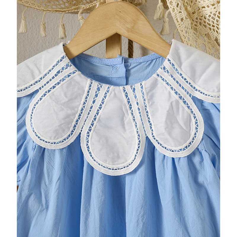 1-6 Years Girls Dress Summer Petal Collar Puff Sleeved Elegant Baby Kids Princess Birthday Dresses Children Clothes Party Dresses R250707