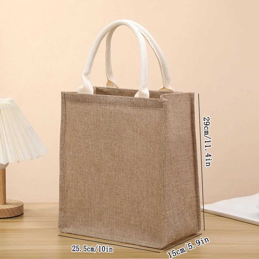 Simple solid color imitation linen mens tote bag large capacity reusable shopping bag able multi-functional handbag