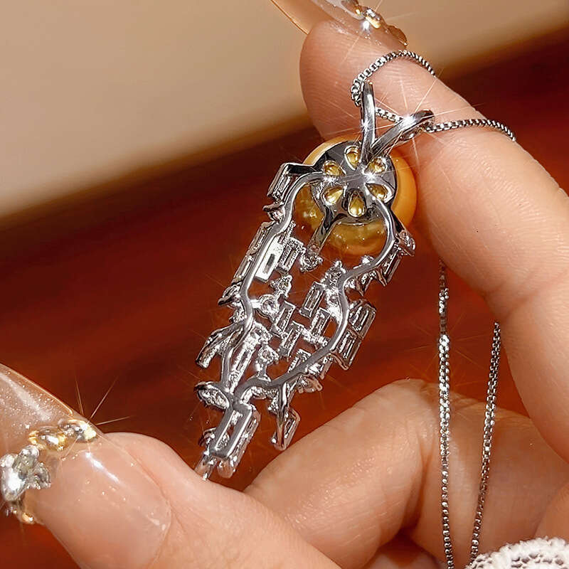 Necklace Imitation Natural South Sea Gray Elegant Australian White Pearl Versatile Fashion High-End Sense Women's Style 3C3