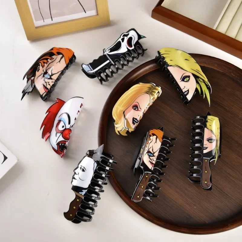 Halloween Horror Hair Clip Claw Acrylic Chucky Clip Creative Grimace Clown Crab Hair Clip Party Hair Accessories for Women Y250707