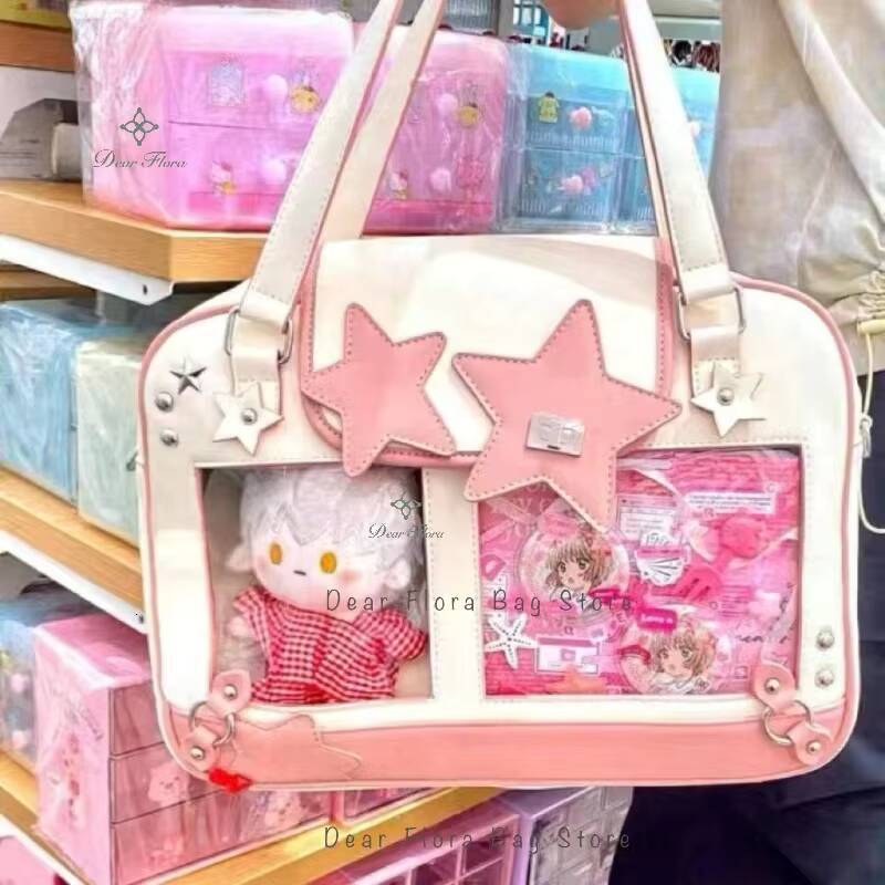 Y2K Trendy Star Ita Lolita Girl Transparent Pocket Fashion Crossbody Womens DIY Display Shoulder Bag Cute Purse Handbag ddmynov