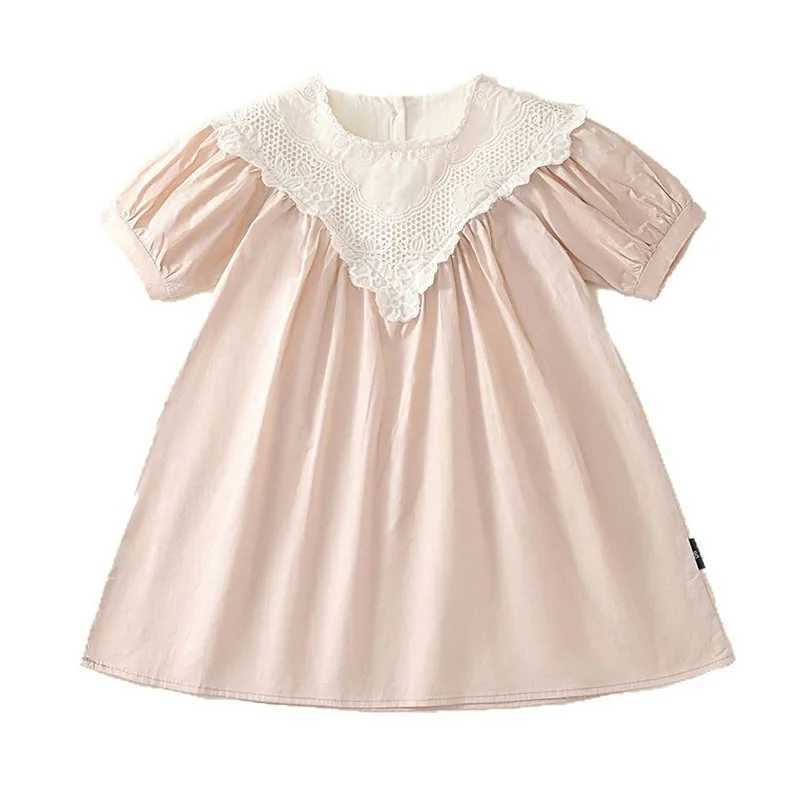 2025 New Summer Baby Girl Clothing Kids Princess Dresses Short Sleeved Cotton Lace Splicing 2-7 Years Baby Girl Party Dress R250707
