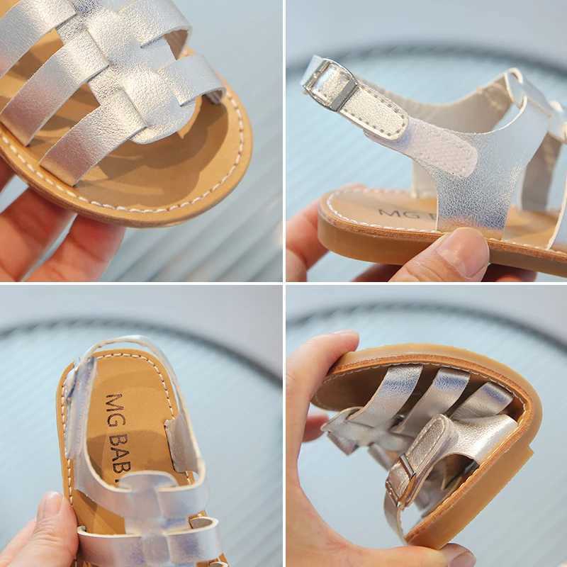 Baby Children Sandals Classic Pu Leather Plain Design Unisex Kids Sliders Hollow-out Hook-loop Non-slip Leisure Boys Girls Shoes R250707