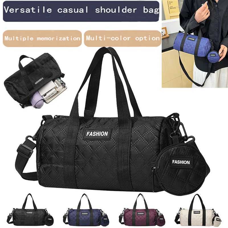 Neutral male and female style nylon fabric handbags single shoulder light and compact cylindrical bags