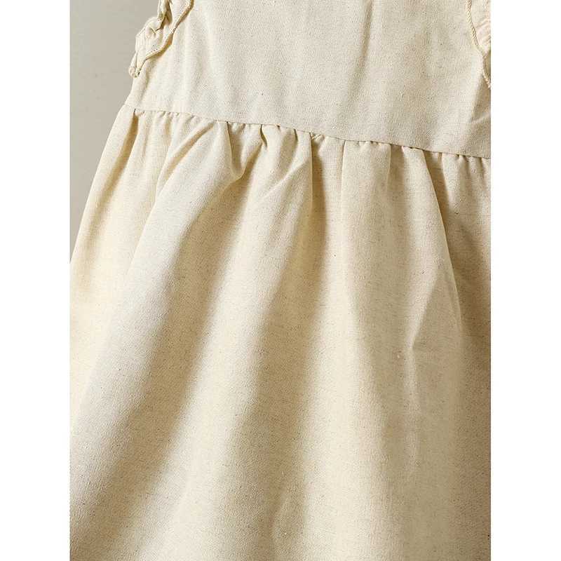 1-6 Years Solid Linen Cotton Ruffle Sleeve Kids Dresses Summer Princess Party Dress Toddler Girl A-Line Sundress Baby Girl Dress R250707