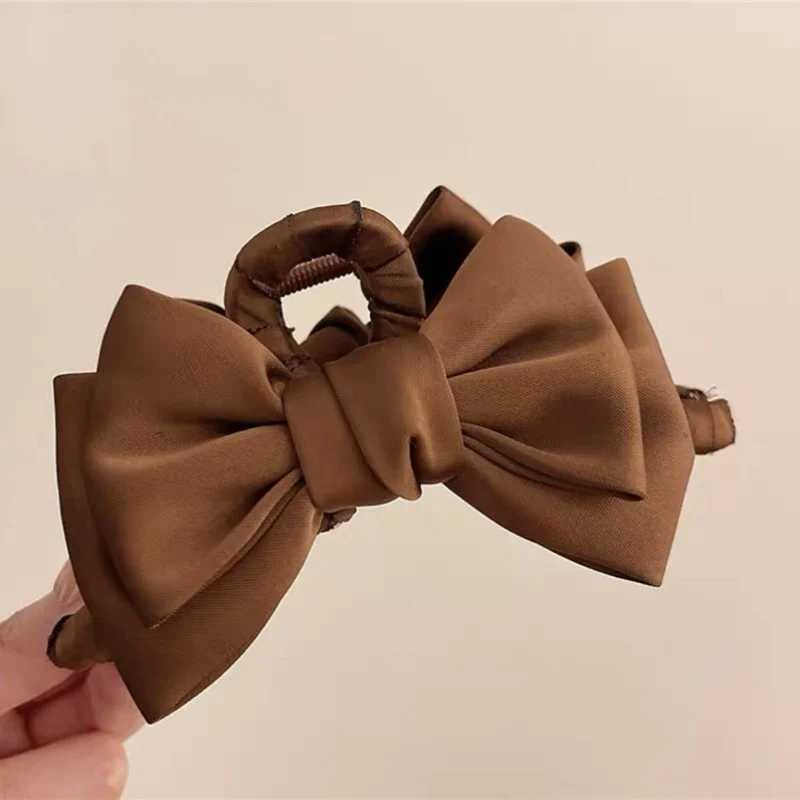 Bow Hairpin New Elegant Temperament Satin Hair Grab Hair Accessories Shark Clip on The Back of The Head Hair Claw Clip FENGCHE Z250707