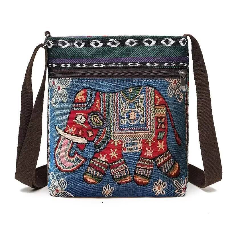 Women Small Canvas Embroidered Phone Shoulder Retro Ethnic Style Travel Outdoor Messenger Crossbody Bag ddmynov