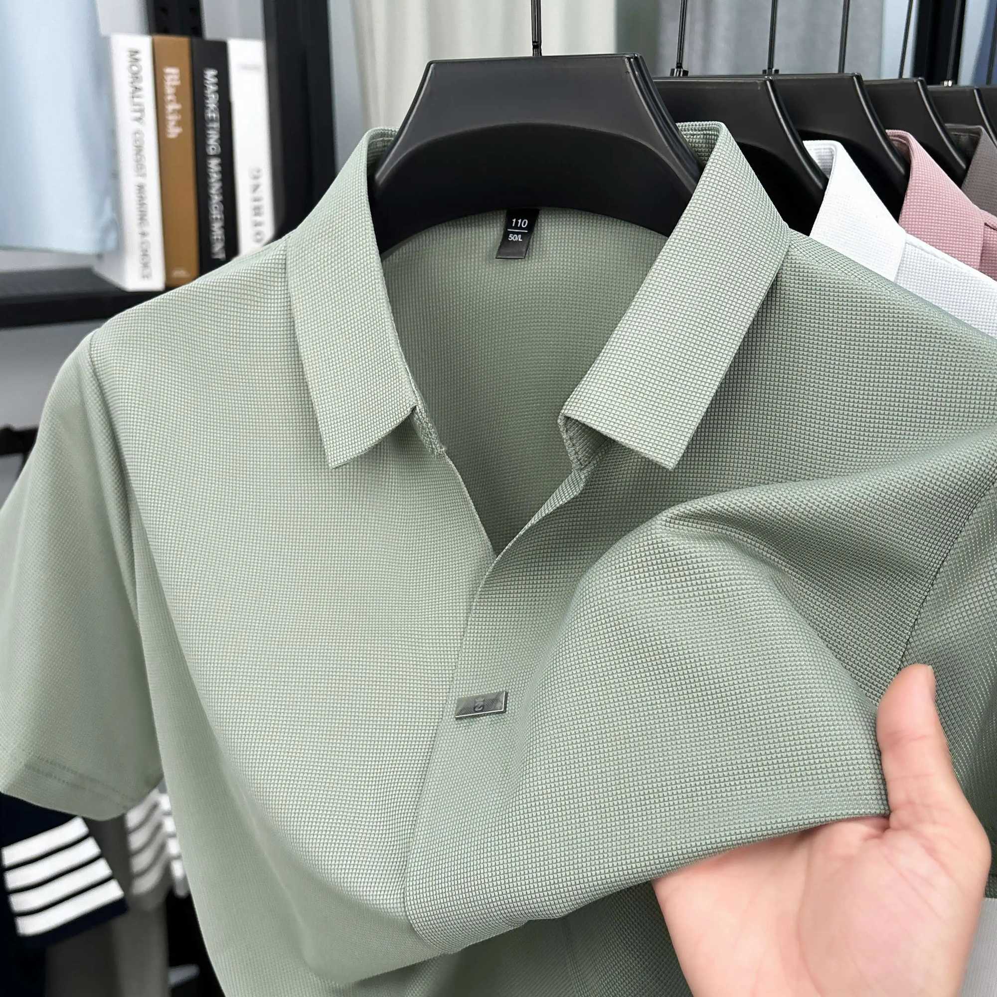 Summer New Solid Color Short-Sleeved Polo Shirt Mens High-End Casual Lapel Half-Sleeved T-Shirt Bottoming Shirt Y250707 Y250707