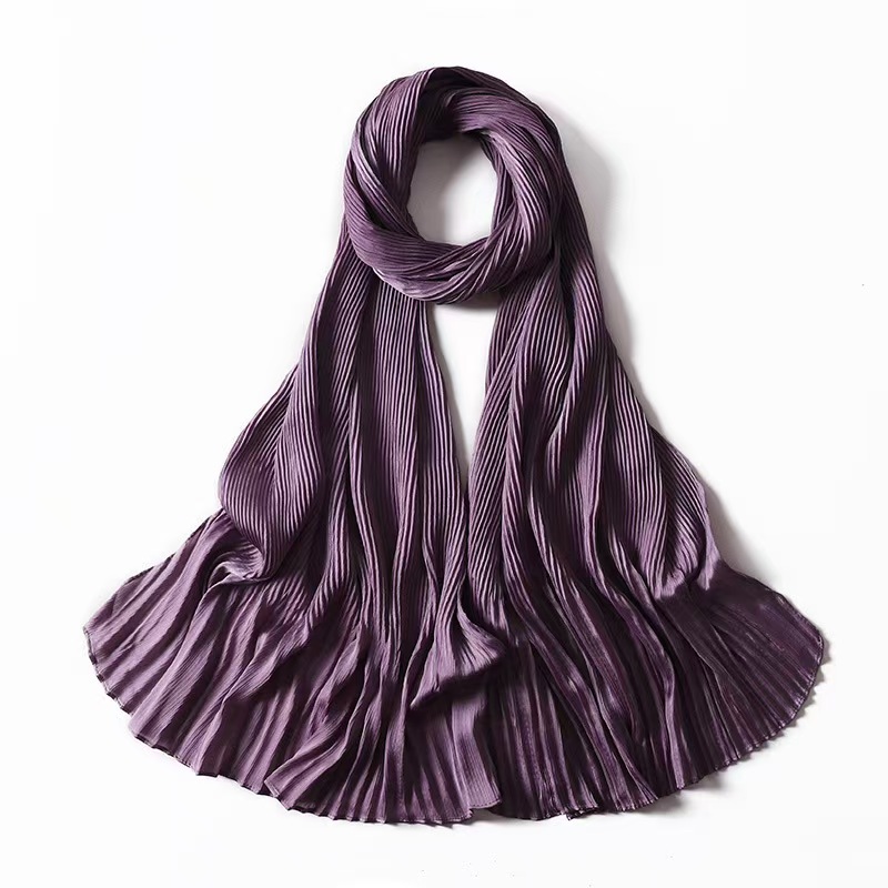 T1161 New Thin Natural Wrinkle Women's Leisure Travel Shawl Bright Crumpled Headscarf Scarf