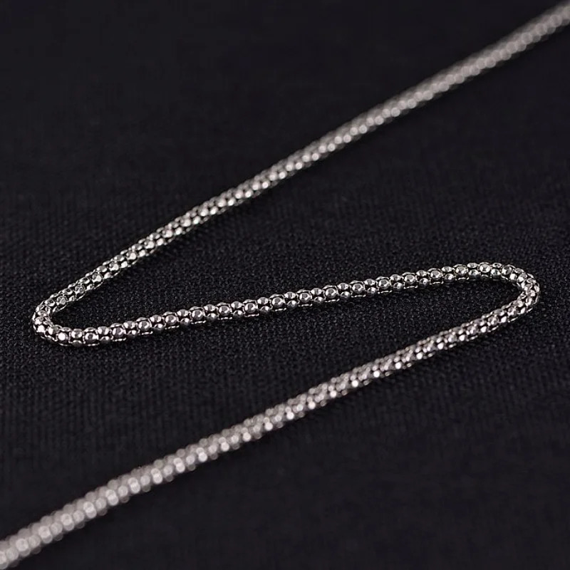 2.5mm Width Real S925 Sterling Silver Fashion Bright Corn Popcorn Men Women Chain Pendant Necklace Fine Jewelry Gift 250702