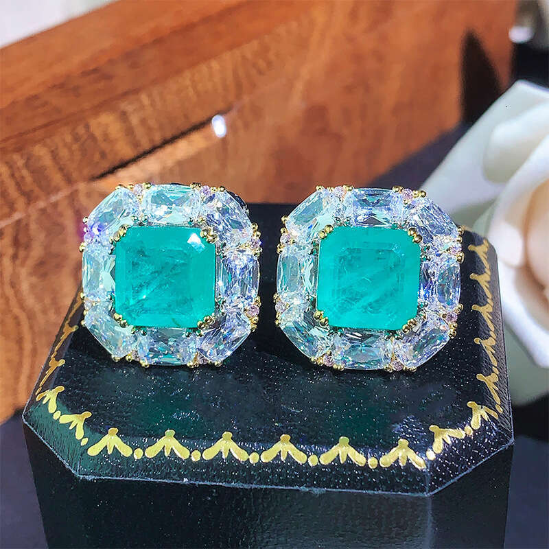New Style Jewelry Set Paraiba Pink Zircon Cubic Elegant High Stud Earrings Ring 630