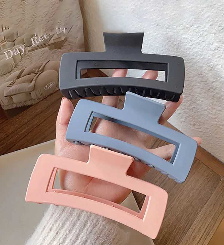 13cm Large Matte Square Hair Crab Hair Clip Korean Elegant Solid Color Hair Claws Women Barrettes Ponytail Clip Large Shark Clip Y250707