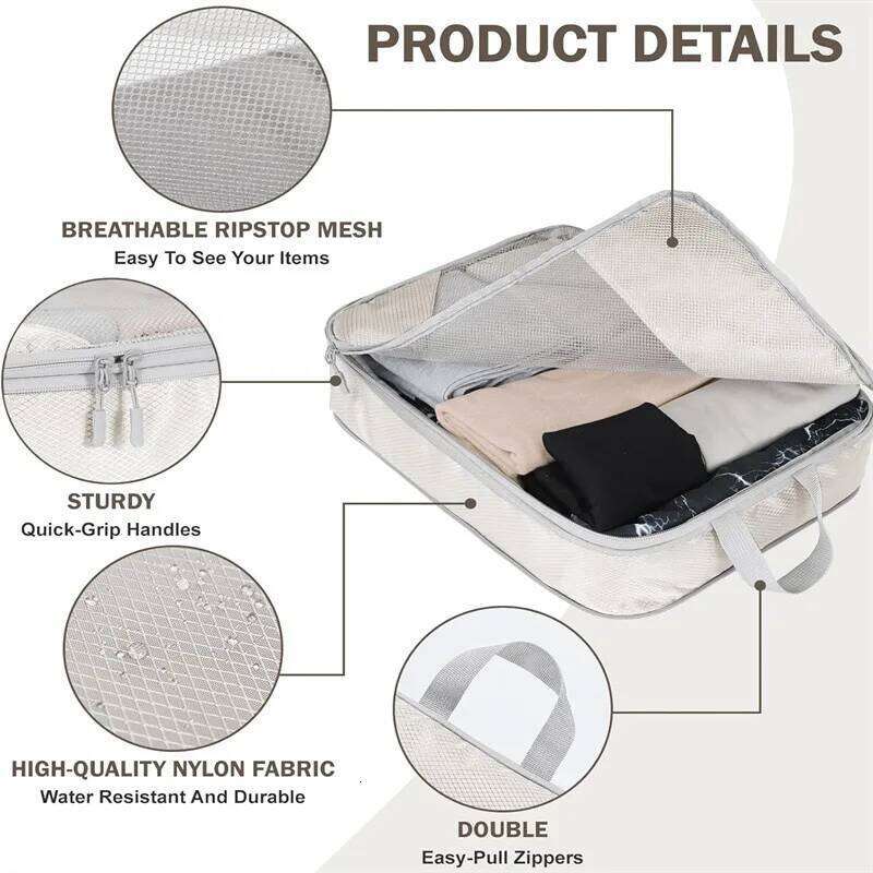 Storage Compressible Packing Cubes Carry on Travel Suitcase Lage Organizer Foldable Waterproof HandbagTravel Bag
