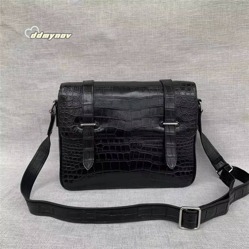Authentic Real Crocodile Belly Skin Mens Messenger Satchels Genuine Alligator Leather Male Single Shoulder Bag ddmynov