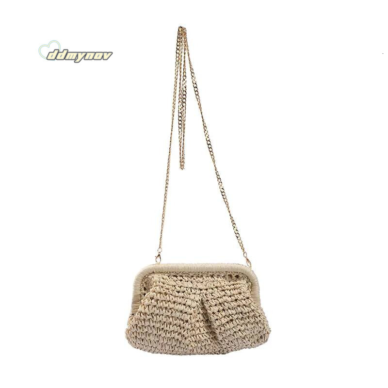 Gusure Summer Designer Shoulder Straw Weaving Clutch Purse Women Dumpling Crossbody Beach Bag Fashon Cloud Pouch ddmynov
