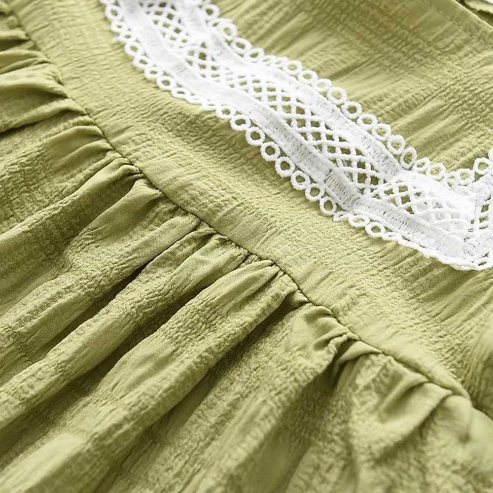 Girls Summer Fashion Puff Sleeve Square Collar Cute Princess Dress 1 Piece 2-7 Years Kids Solid Color Casual Clothing R250707