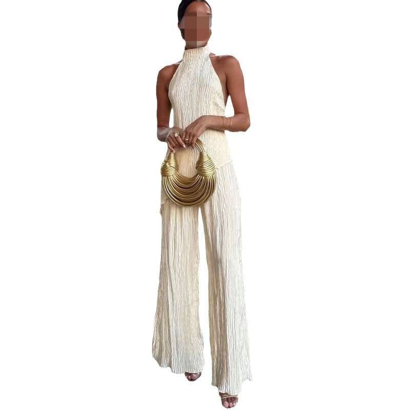 Fashion Women's Irregular Top Casual Wide-Leg Elegant Sexy Long Pants Set For Women B5