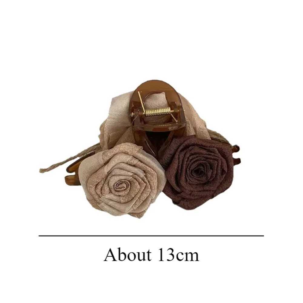Vintage Linen Flowers Large Hair Claws Farbic Ponytail Hair Clips Crab For Women Girls Gifts Hair Accessories Valentine Headwear Z250707