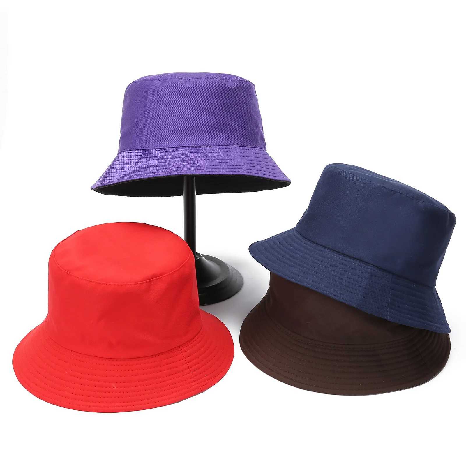 Double-sided Wearing Cap Solid Color Bucket Hat Men Women Sun Hat Reversible Fisherman Hat Summer Panama Cap Sun Fishing Hats Y250707