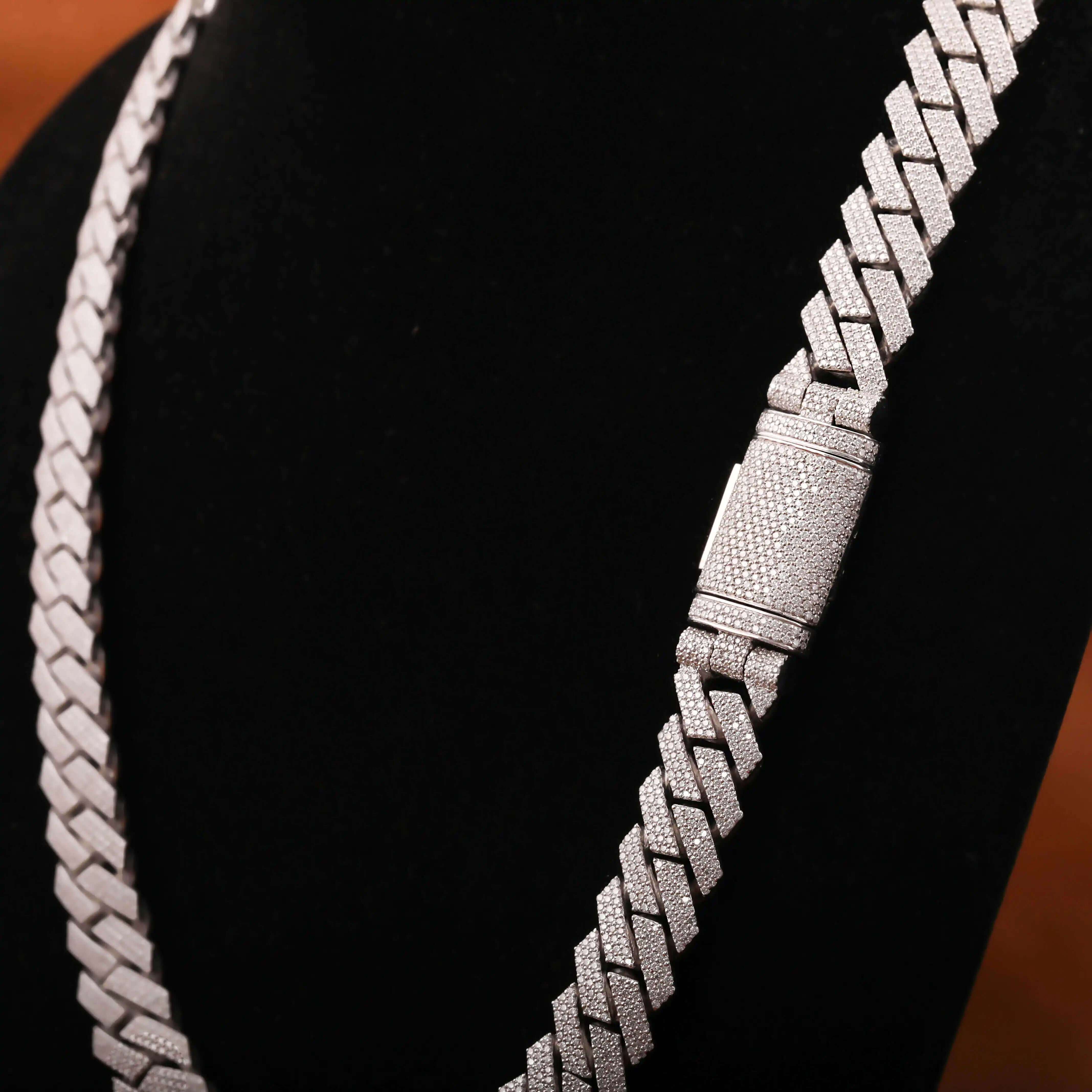 Mens 14mm 925 Sterling Silver Cuban Style Rapper Chain 18K Gold Plated Moissanite Diamond Fashion Body Chain
