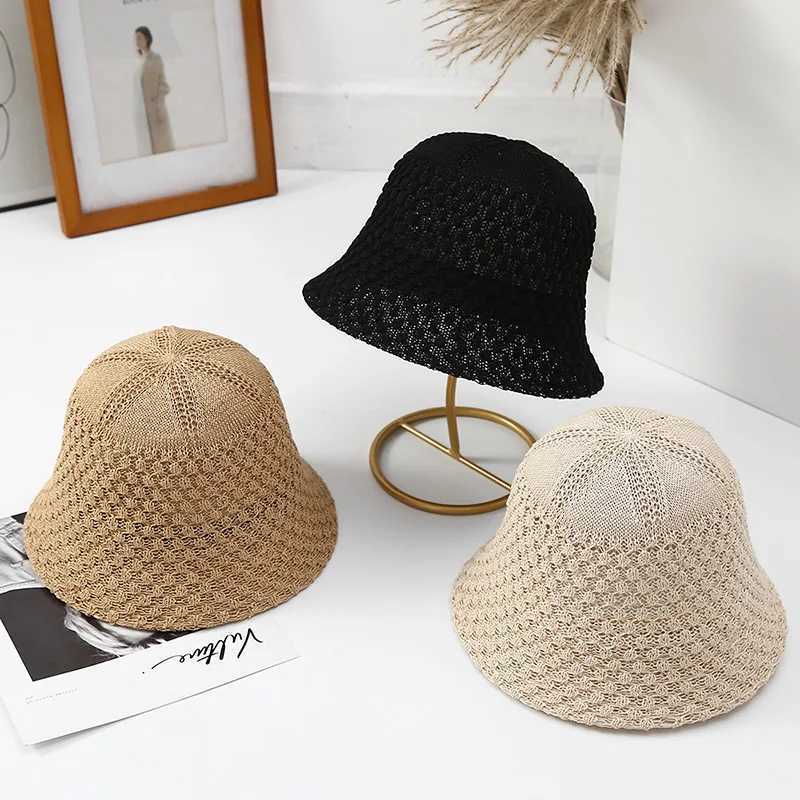 Summer Linen Bucket Hat for Women Breathable Sun Protection Knitted Fisherman Hat Panama Caps for Ladies Sombrero Pescador Y250707