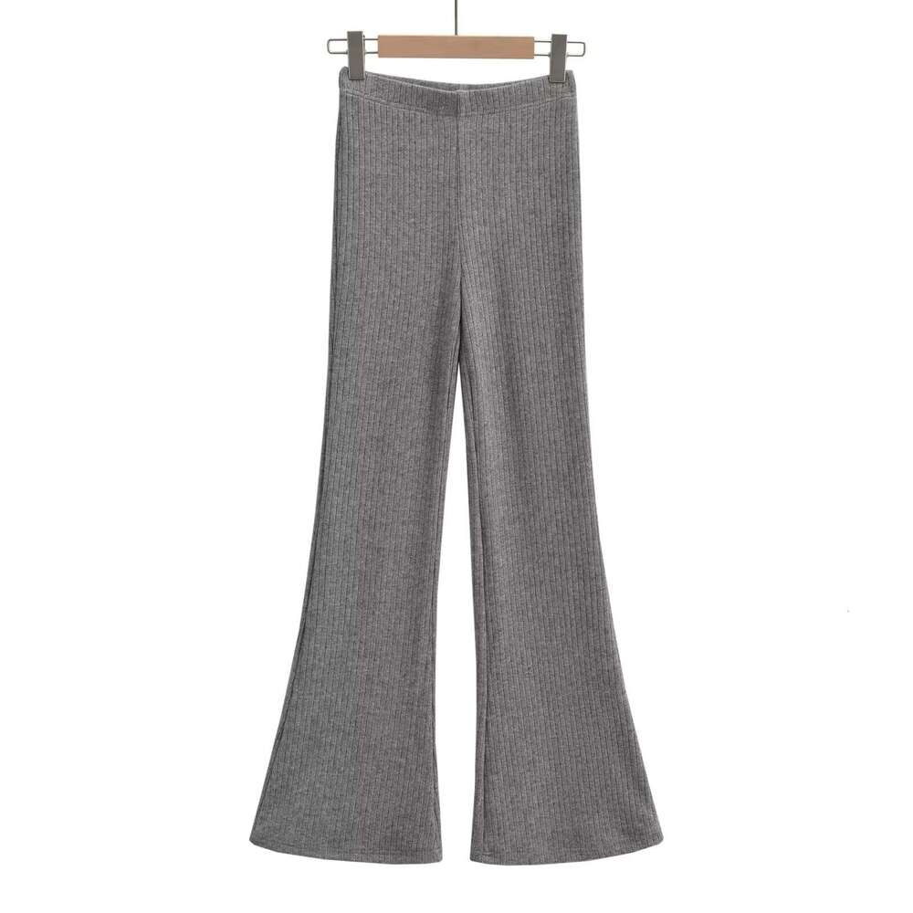 Spicy Girl V-Neck Single-Breasted Sleeve Cardigan Top + High-Waisted Slim Fit Flared Pants Knitted Set For Women B5