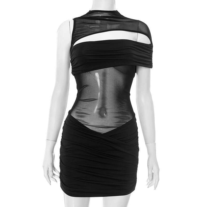 Women's Summer Round Neck Pullover Sexy Hollow Waist Bodycon Hot Girl Dress B5
