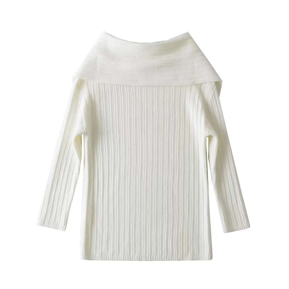 Autumn New Sexy Off-Shoulder Long Sleeve Knitted For Women Thickened Large Collar Pullover Sweater Trendy B5