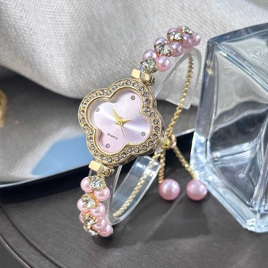 Diamond Set Color Light Luxury Drawstring Watch Exquisite Small Pearl C r Drawstring Style Quartz Womens Watch Z250708