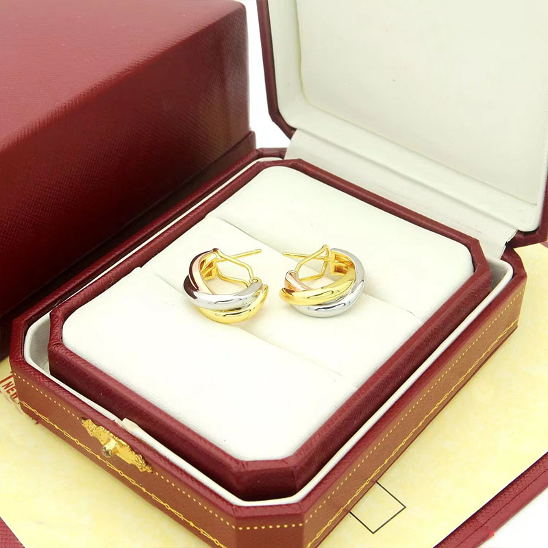 Classic Three Ring Three Color Earrings Luxury Brand Love Earrings Charm Women Designer Earrings