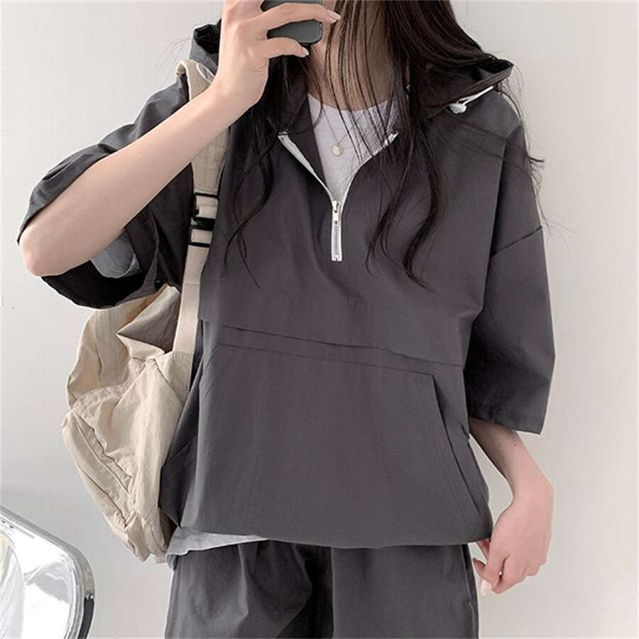5 Colors Korean Style Solid Color Casual Short Sleeve Shorts Hoodie Set For Women Summer New Fashion Sportswear B5