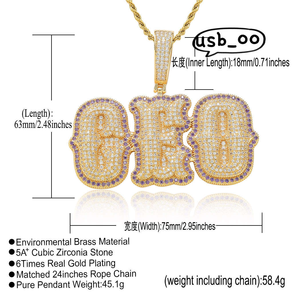 Hiphop Pendant Letter Pendant Custom Necklace DIY Name Necklace Patchwork Combination Letter Pendants for Couple