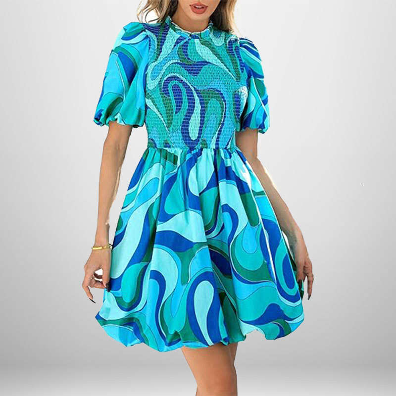 Spring New Women's Fashion Elegant Flower Bud Simple High Waist Dress For Women B5