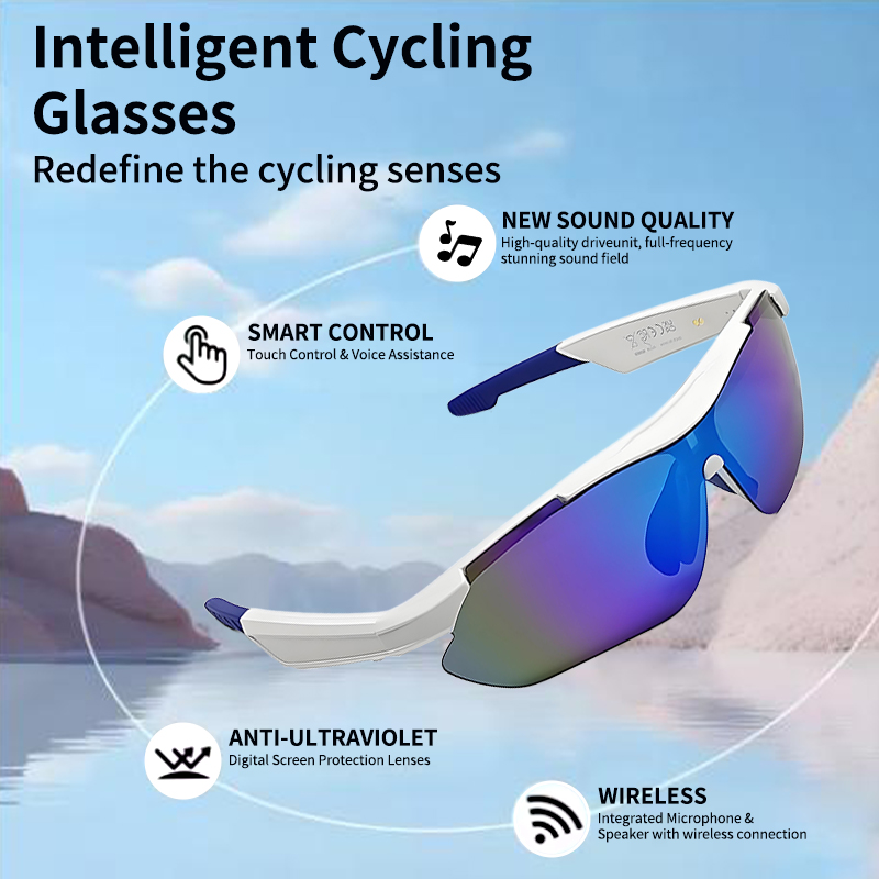 LIGE outdoor smart glasses wireless calling wireless music anti-blue light sunglasses cycling glasses suitable for both men and women, sports smart gl