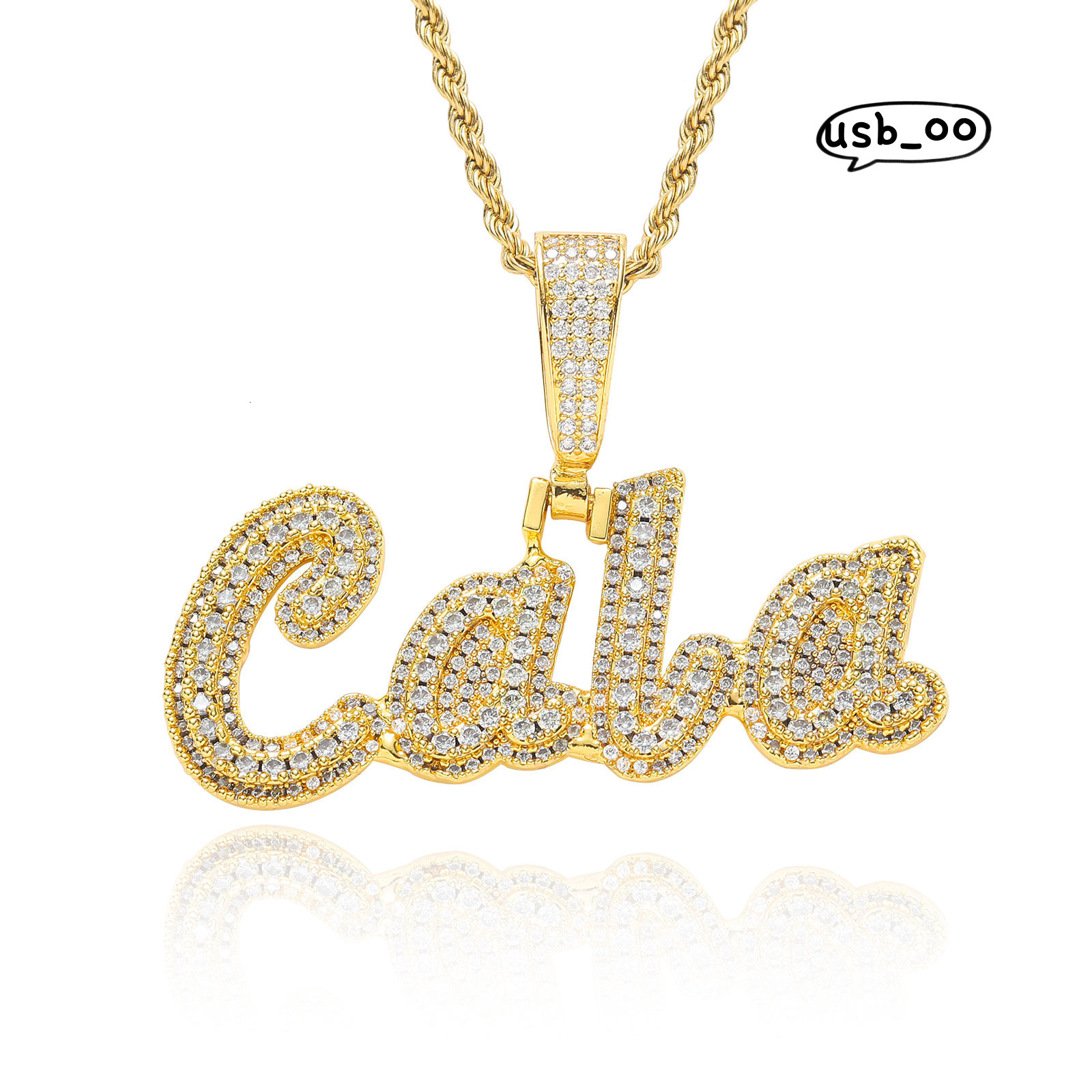 Stitching Customized Double-layered Lowercase Alphanumeric Pendant Necklace Moissanite Letter Name Pendants Custom Hiphop Pendant