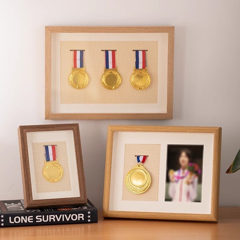 Wooden Honor Photo Dust-Proof Case for Sports Military Medal Display Picture Frame H260306