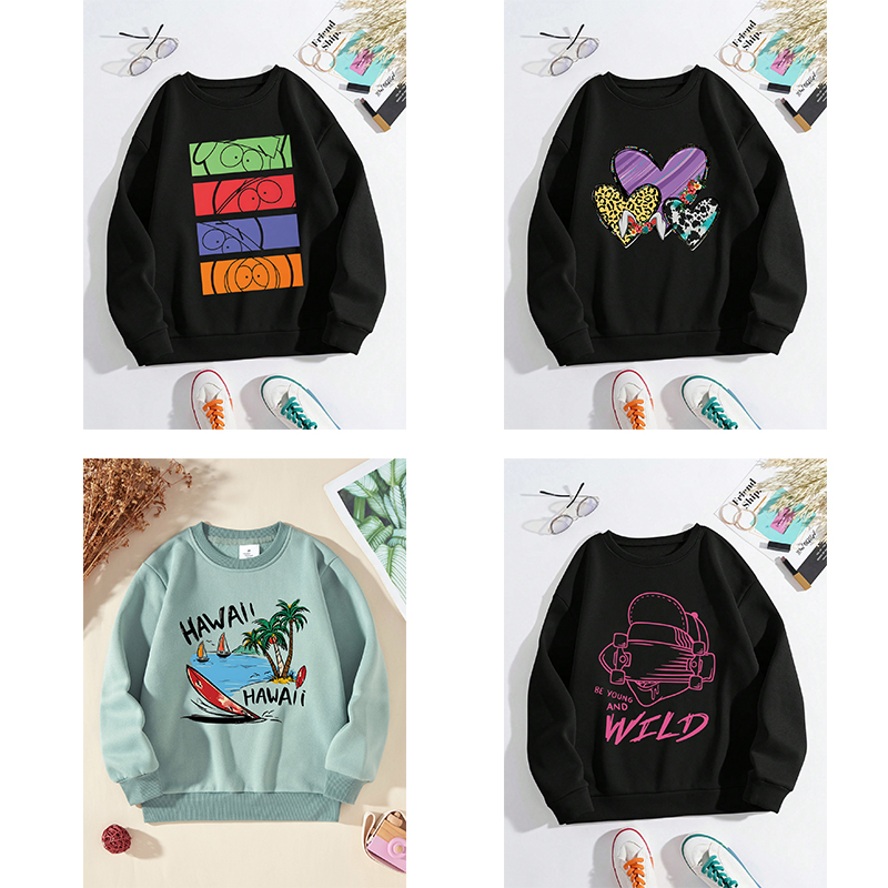 Women's Sweatshirts Pure cotton sweater women's 2025 new black spring and autumn American letters women's fashion high street hoodless 