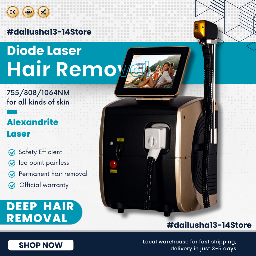 Portable Painless Permanent Hair Removal Device Diode Laser High Power Alexandrit Laser Hair Removal Machine 755 808 1064nm